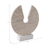 Geometric Art Sculpture | Open Circle Travertine Top | White Marble Base