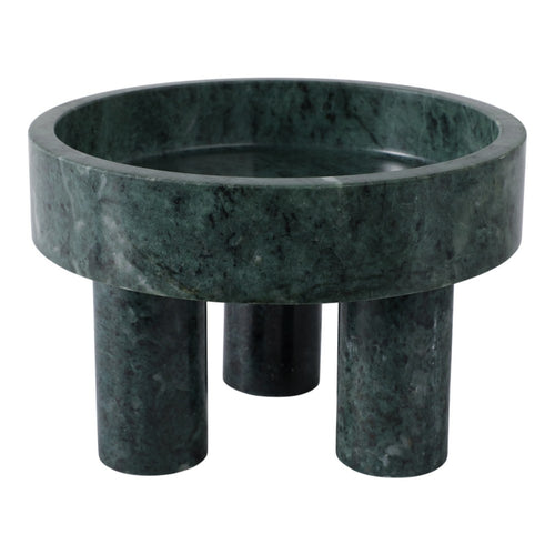 Decorative Footed Bowl | Raised Edges | 9" Sculptural Green Marble