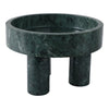 Decorative Footed Bowl | Raised Edges | 9" Sculptural Green Marble