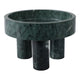 Decorative Footed Bowl | Raised Edges | 9" Sculptural Green Marble