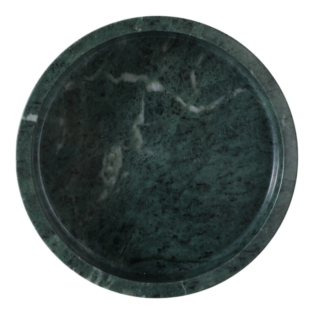 Decorative Footed Bowl | Raised Edges | 9" Sculptural Green Marble