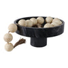 Round Decorative Bowl | 12"| Pedestal Design | Black Marble