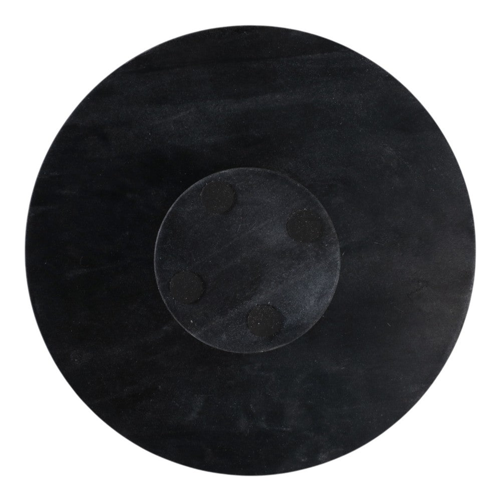 Round Decorative Bowl | 12"| Pedestal Design | Black Marble