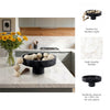Round Decorative Bowl | 12"| Pedestal Design | Black Marble