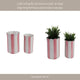 Flower Planter Set of 2 | Striped Pink & White Ceramic | Scallop Edges
