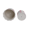 Flower Planter Set of 2 | Striped Pink & White Ceramic | Scallop Edges