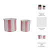 Flower Planter Set of 2 | Striped Pink & White Ceramic | Scallop Edges