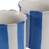 Decorative Garden Planter Set of 2 | Blue White Striped Scalloped Edges