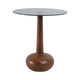 Accent Table | 18" Smoke Gray Glass Top | Carved Teardrop Brown Wood Base