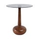Accent Table | 18" Smoke Gray Glass Top | Carved Teardrop Brown Wood Base