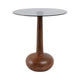 Accent Table | 18" Smoke Gray Glass Top | Carved Teardrop Brown Wood Base