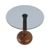 Accent Table | 18" Smoke Gray Glass Top | Carved Teardrop Brown Wood Base