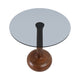 Accent Table | 18" Smoke Gray Glass Top | Carved Teardrop Brown Wood Base