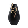 Knoxy Decorative Vase | Curved Gold Snake Accent | 21" Black Stoneware