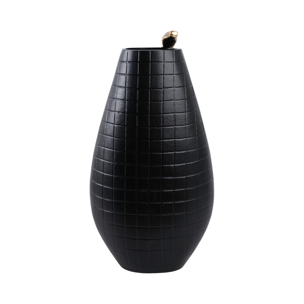 Knoxy Decorative Vase | Curved Gold Snake Accent | 21" Black Stoneware