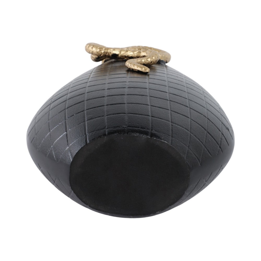 Knoxy Decorative Vase | Curved Gold Snake Accent | 21" Black Stoneware