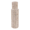 Raw Edge Candle Holder | Fluted Travertine Stone | Tan & Ivory 7"