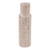 Raw Edge Candle Holder | Fluted Travertine Stone | Tan & Ivory 7"