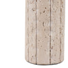 Raw Edge Candle Holder | Fluted Travertine Stone | Tan & Ivory 7"