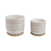 Garden Planters with Saucers Set of 2 | Brown White Ceramic | 6,8"