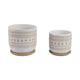 Garden Planters with Saucers Set of 2 | Brown White Ceramic | 6,8"