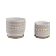 Garden Planters with Saucers Set of 2 | Brown White Ceramic | 6,8"