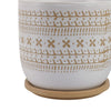 Garden Planters with Saucers Set of 2 | Brown White Ceramic | 6,8"