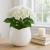 Indoor Outdoor Abstract Flower 8" Planter | White Ribbed Stoneware