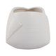 Indoor Outdoor Abstract Flower 8" Planter | White Ribbed Stoneware