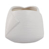 Indoor Outdoor Abstract Flower 8" Planter | White Ribbed Stoneware