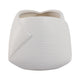 Indoor Outdoor Abstract Flower 8" Planter | White Ribbed Stoneware