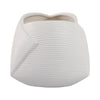 Indoor Outdoor Abstract Flower 8" Planter | White Ribbed Stoneware