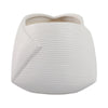 Indoor Outdoor Abstract Flower 8" Planter | White Ribbed Stoneware