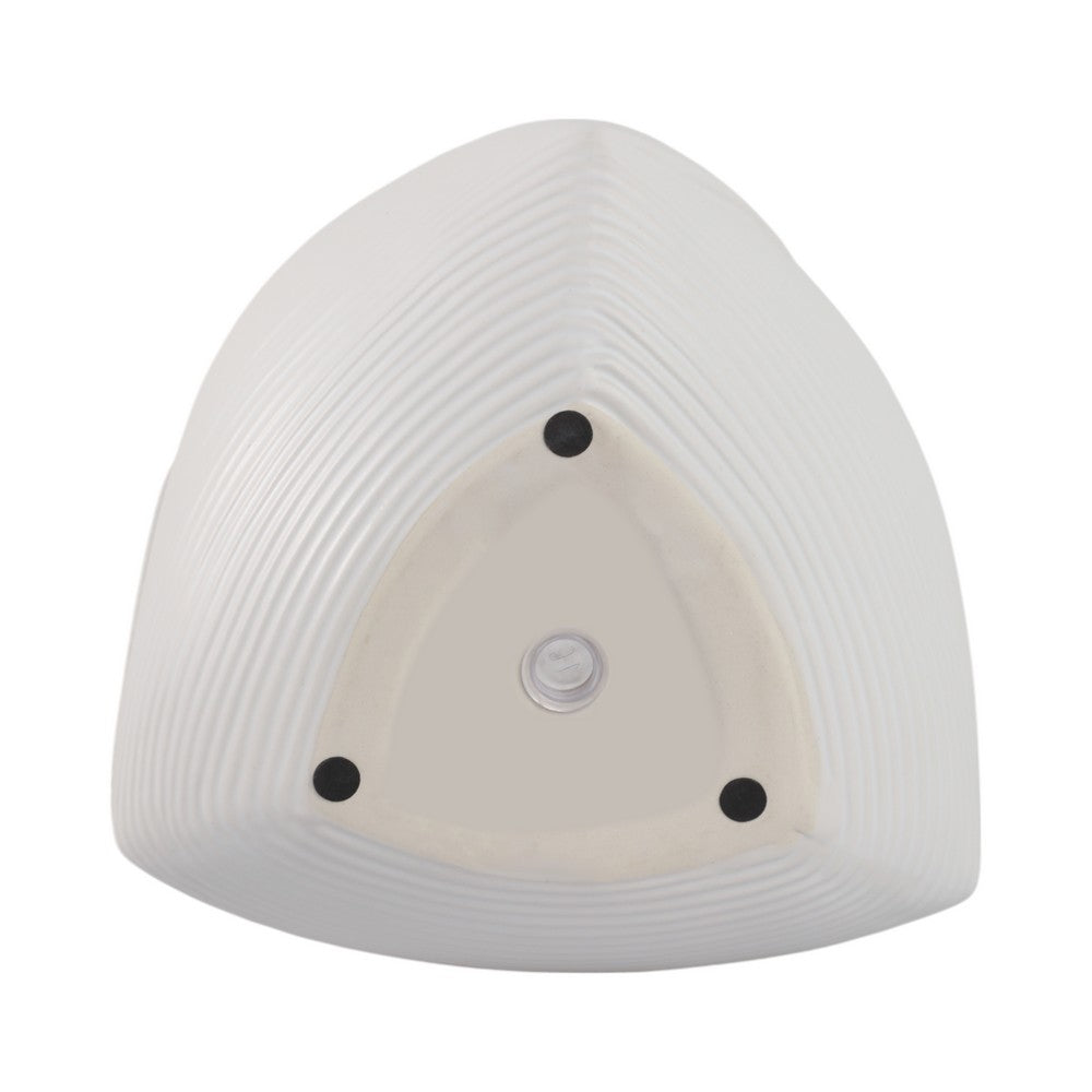 Indoor Outdoor Abstract Flower 8" Planter | White Ribbed Stoneware