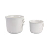 Set of 2 Accent Planter Pots | White Ceramic w Embossed Bow Detail
