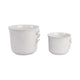 Set of 2 Accent Planter Pots | White Ceramic w Embossed Bow Detail