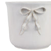 Set of 2 Accent Planter Pots | White Ceramic w Embossed Bow Detail