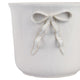 Set of 2 Accent Planter Pots | White Ceramic w Embossed Bow Detail