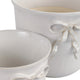 Set of 2 Accent Planter Pots | White Ceramic w Embossed Bow Detail