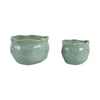 Gage Decorative Planter Set of 2 | Round Wavy Edge | Sage Green Ceramic