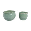 Gage Decorative Planter Set of 2 | Round Wavy Edge | Sage Green Ceramic