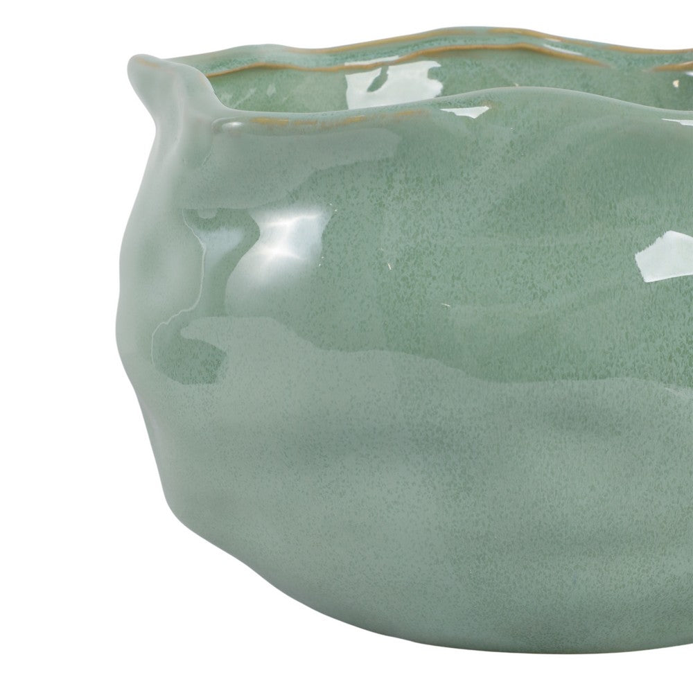Gage Decorative Planter Set of 2 | Round Wavy Edge | Sage Green Ceramic