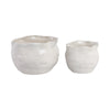 Planter Pots Set of 2 | Round Wavy Edge | Gloss White Stoneware| 9,12"