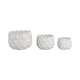 Modern Garden Flower Planter Set of 3 | White Cloudy Petal Ceramic