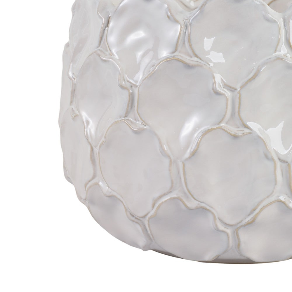 Modern Garden Flower Planter Set of 3 | White Cloudy Petal Ceramic