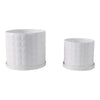 Tuan Planters with Saucers | Set of 2 | White Bubble Texture Ceramic |6,8"