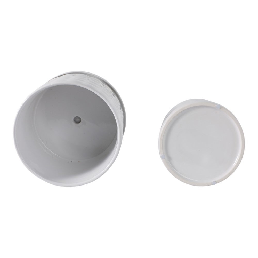 Tuan Planters with Saucers | Set of 2 | White Bubble Texture Ceramic |6,8"