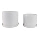 Planter Set of 2 w Saucers | Embossed Daisy Flowers | White Ceramic SBH-21829-03