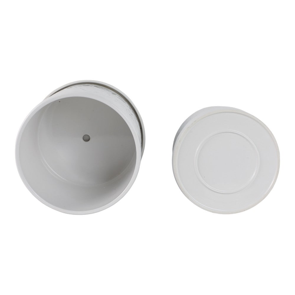 Planter Set of 2 w Saucers | Embossed Daisy Flowers | White Ceramic SBH-21829-03