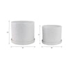 Planter Set of 2 w Saucers | Embossed Daisy Flowers | White Ceramic SBH-21829-03